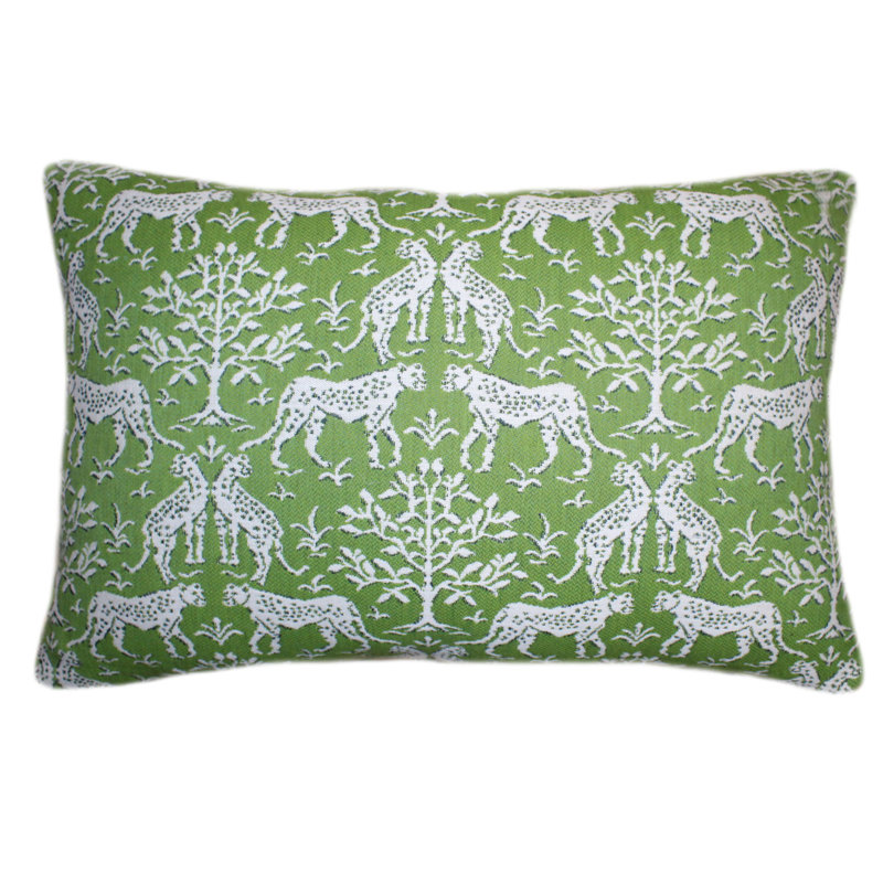 Sunbrella® Outdoor Throw Pillow, Kiwi Green/Green/White, Rectangular, 14" H x 20" W