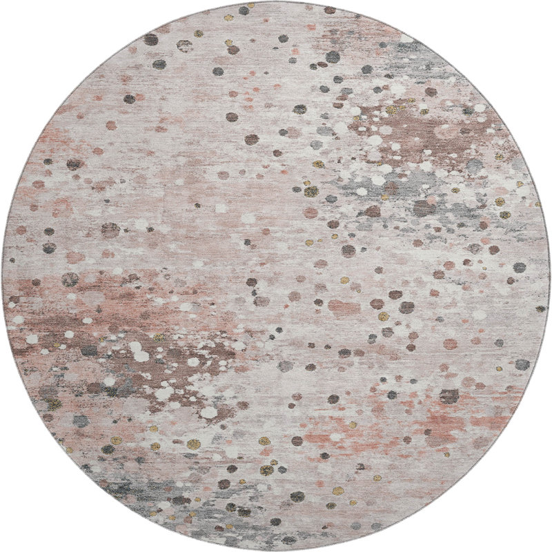 Premium Machine Washable Ansley Abstract Rug, Round 8'