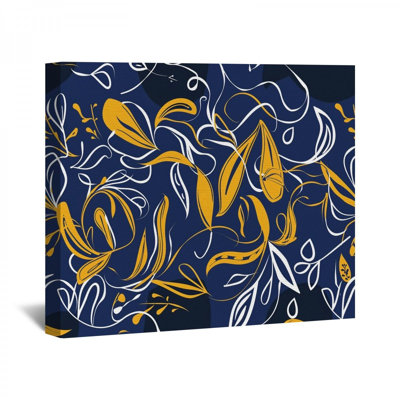 Fleurs bleu marine sur toile
