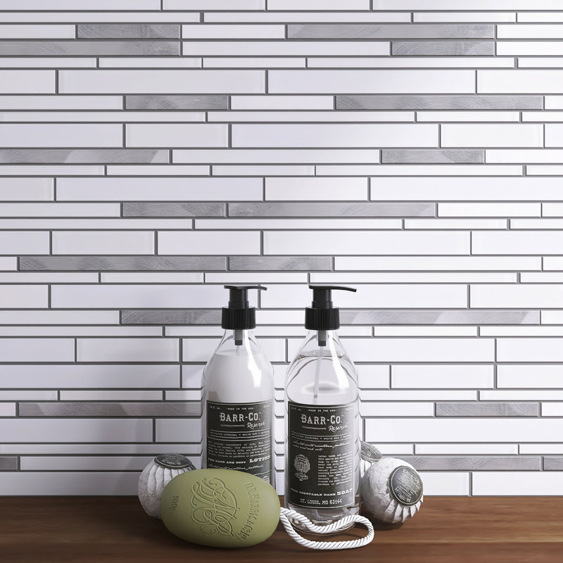 Initial Sequence 11.75'' X 12.75'' Linear Mosaic Wall Tile, White