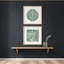 Ensemble de tableaux muraux sous verre avec accents de pierre et de velours, cadre en bois massif, design abstrait carré pour bureau moderne