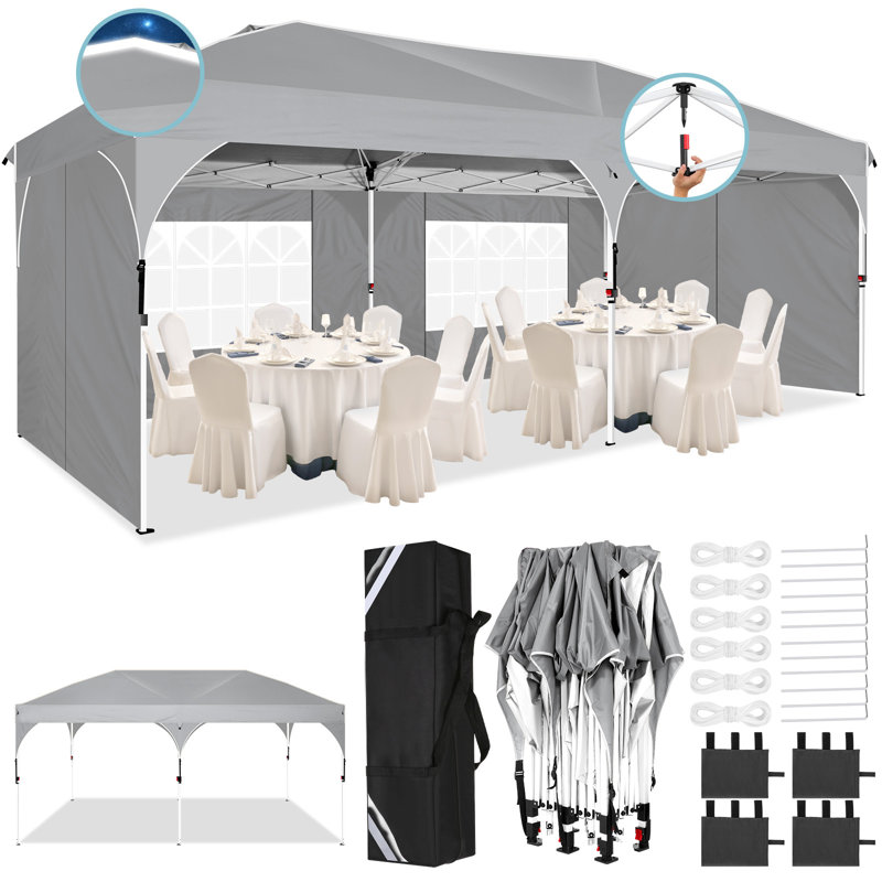 10x20 Pop Up Canopy Tent with 4 Sidewalls, Instant One-Push Setup, Commercial Canopy, Gray 3