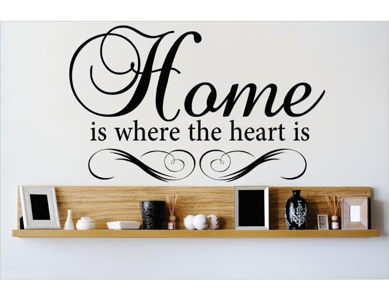 Décalcomanie murale "home is where the cardiaque is is, H 22 po x l 30 po x P 0,16 po, Noir
