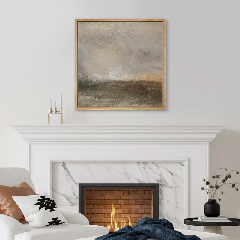 Impressionniste paysage marin encadré sur toile, Naturel, H 24 po x l 24 po