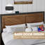 Rustic Bed Frame King Size with Barn Door Headboard, LED Bed Frame with Charging Station, Industrial Platform Metal Bed Frames, No Box Spring Needed, Easy Assembly, Brown-509139302-509139296