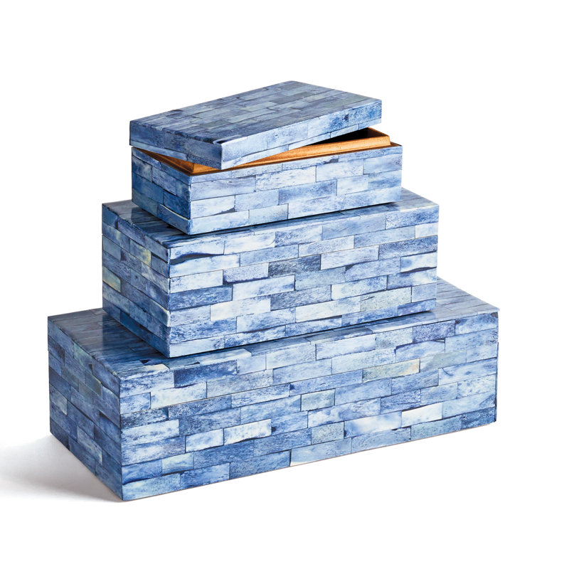 Pecoraro Ceramic Decorative Box, Blue