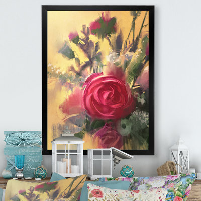 «Grunge Bouquet Of Pink Roses», art mural sur toile