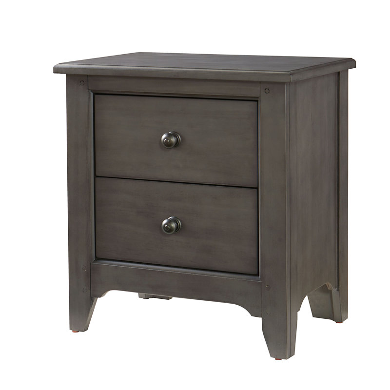 Table de chevet en bois massif Mabank, Gris