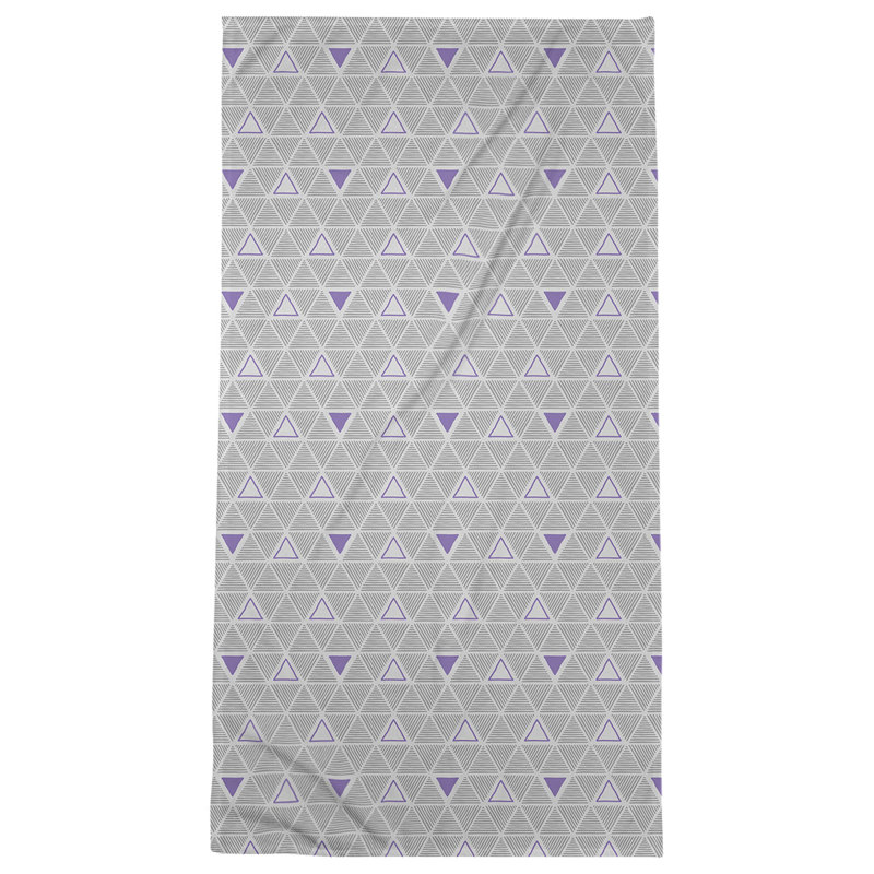 Serviette de plage classique à motif de triangles dessinés à la main, Gris / bleu