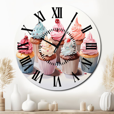 Popart Cupcakes Dessert - Food & Beverage Black Face Wall Clock