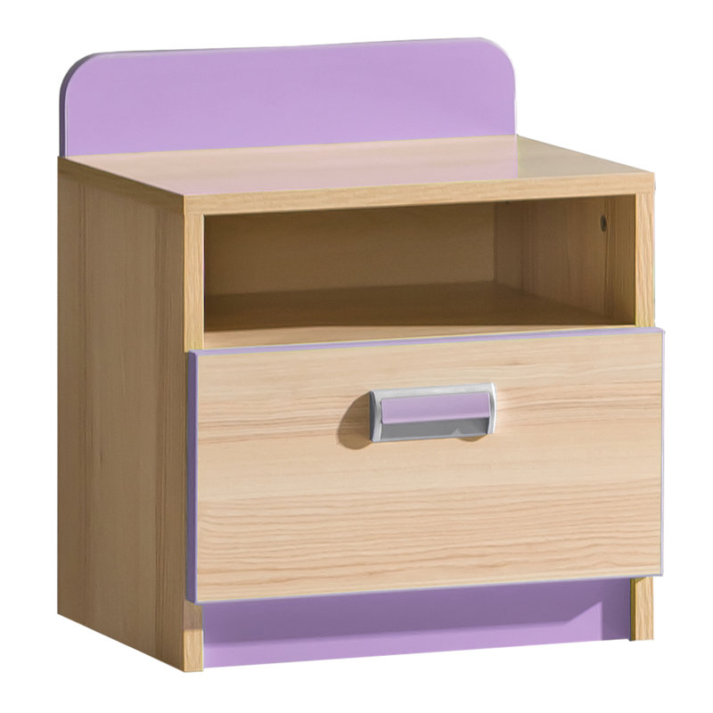 Talia 1 Drawer Nightstand, Beige and purple