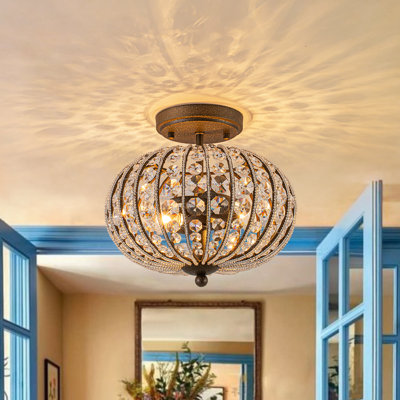 Plafonnier semi-encastré en cristal 2 lumières
