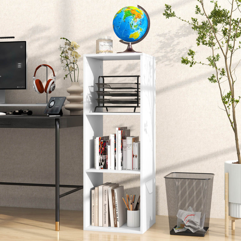 2-cube Bookcase Open Back Bookshelf With Anti-tip Kit Modern Style Organizer, (3 Shelves) 41"H x 14"W x 13"D