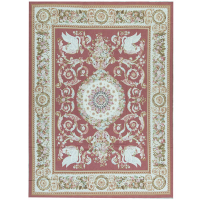 Hand-Knotted High-Quality Red and Beige Area Rug