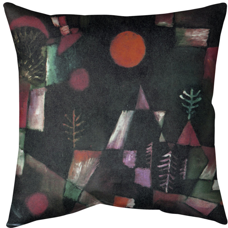 Coussin décoratif pleine lune, 20 po x 20 po, Rouge, Polyester filé