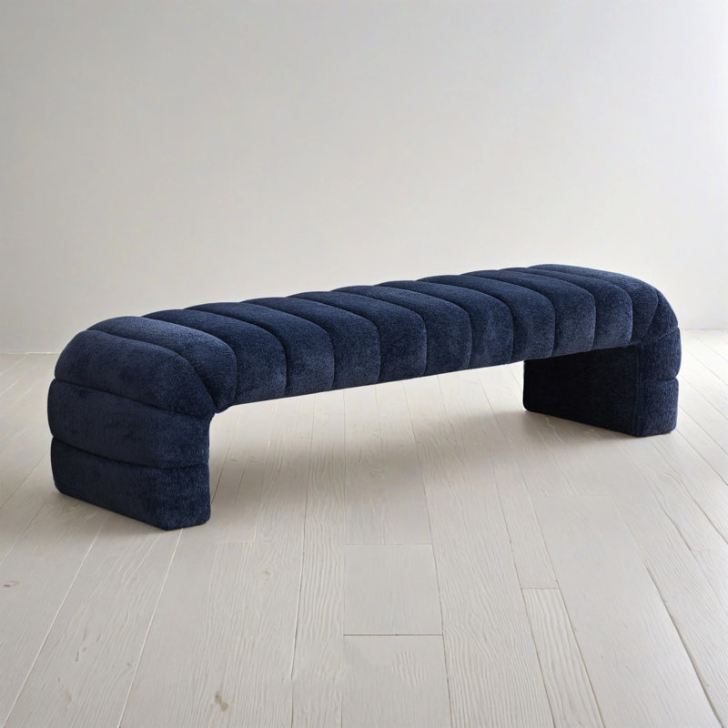 69.7"wide Modern Upholstered Bench, Navy