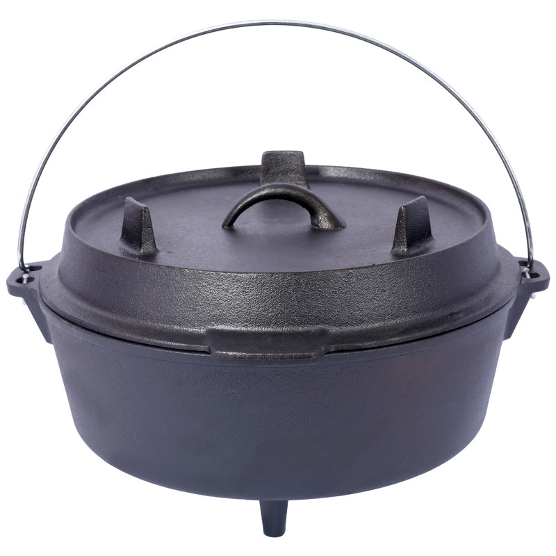 Four hollandais en fonte pré-assaisonné avec couvercle pour poêle, H 8,2 po x l 11 po x P 11 po