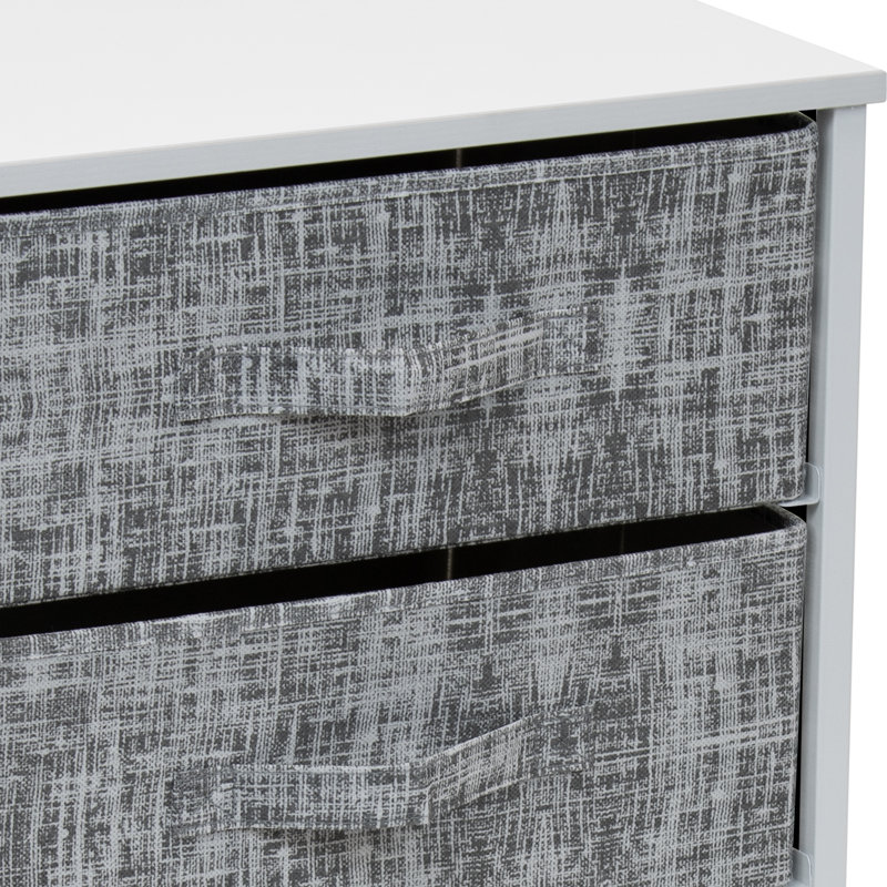 Table de bout à 3 tiroirs - Gris / noir, Blanc / gris