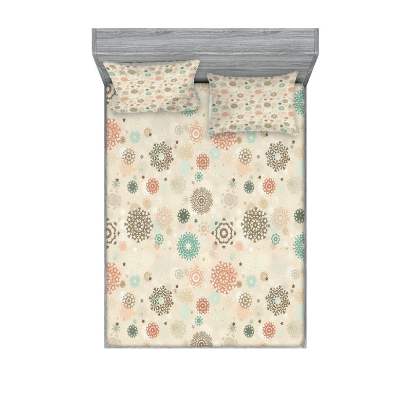 Multicolore drap-housse et coussin décoratif Ambesonne, Ensemble de draps pour lit double + 5 pièces supp