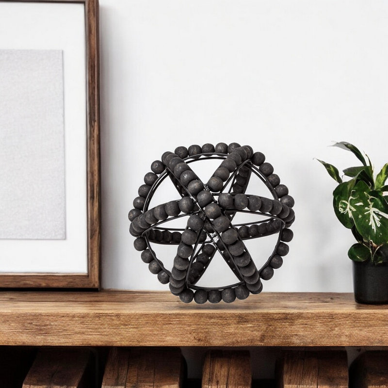 9" Black Metal Tabletop Sculpture, 9" H x 9" W x 9" D, Black