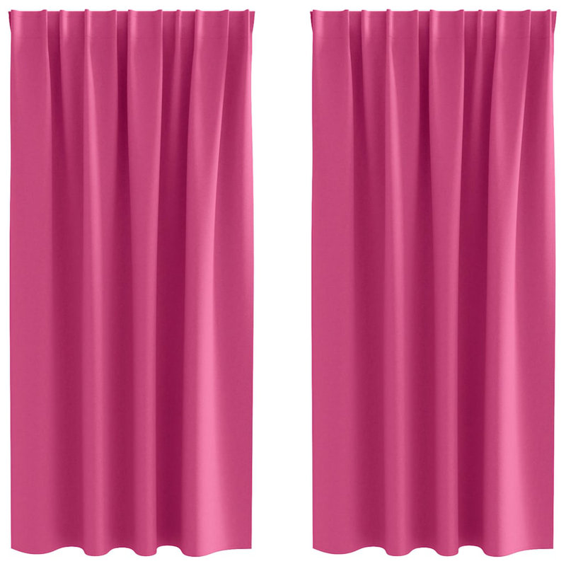 Blackout Curtain Pair, 175cm Width x 140cm Drop, Bright Pink