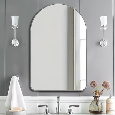 Hafsa Antique Arched Bathroom Vanity Mirror | Stainless Steel Frame