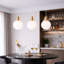 3 -Light Kitchen Island White Glass Pendant