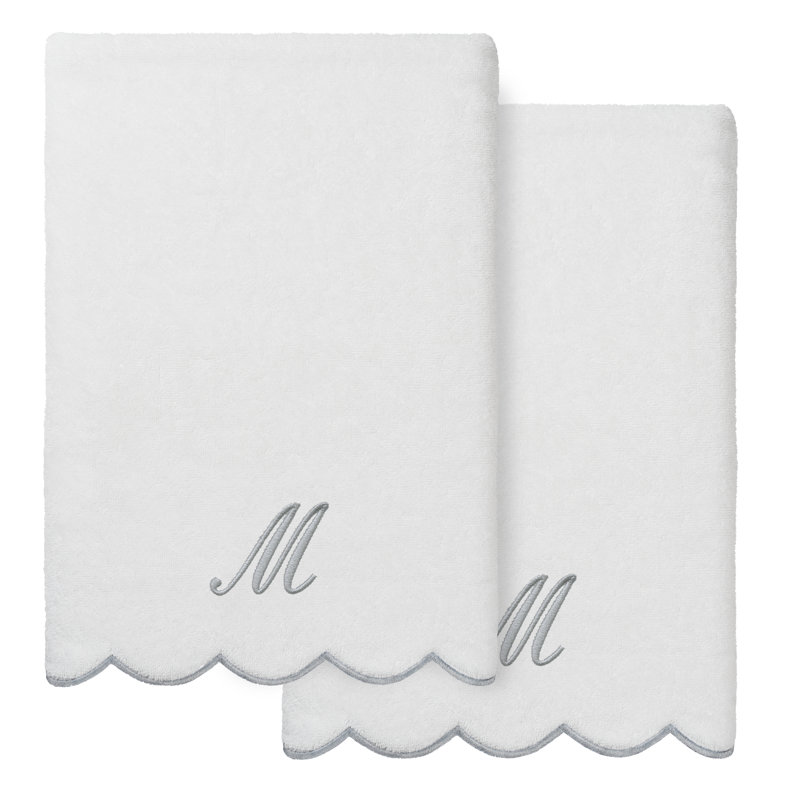  Ensemble de serviettes de bain personnalisables 100% coton turque ADORNIA 2PC, M, Blanc / Gris