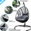 Balancelle noire d'extérieur et d'intérieur avec coussin et base de couleur, siège confortable en mousse gris foncé, structure en métal à suspendre en PE, rembourrage doux et stable, structure
