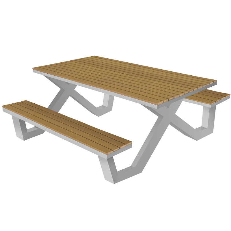 Vienna 6 - Person Patio Dining Set with Rectangular Table, Teak