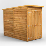 Powersheds 4 x 8ft Timber Overlap Windowless Pent Garden Shed, Double Doors