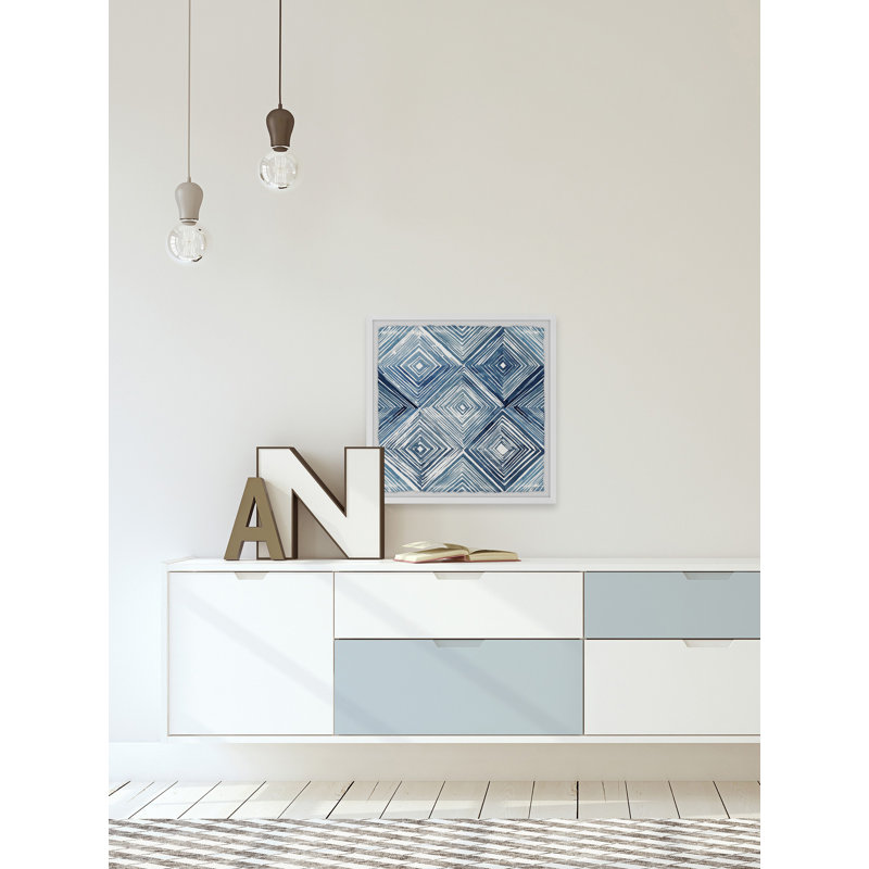 Motif géométrique losange - peinture encadrée, H 24 po x l 24 po x P 1,5 po