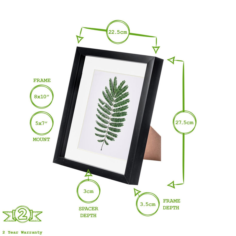 Nicola Spring - 3D Box Photo Frames - 8 x 10" with 5 x 7" Mount, Grey/Ivory