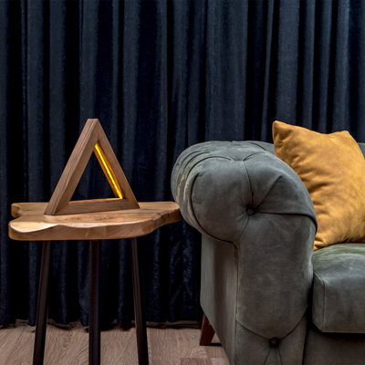 Lampe de table rustique faite à la main de couleur brun uni, 11,8 po x 11,8 po x 2,0 po | 100% bois d'épinette, séché au four, verni | Éclairage à DEL, 13 W maximum, indice de protection IP20 | Design moderne et novateur pour la décoration intérieure, éclairage d'appoint parfait