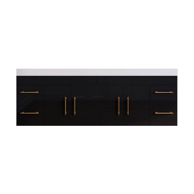 Ensemble de meuble-lavabo double mural 42 po Amirea Spring, Noir lustré