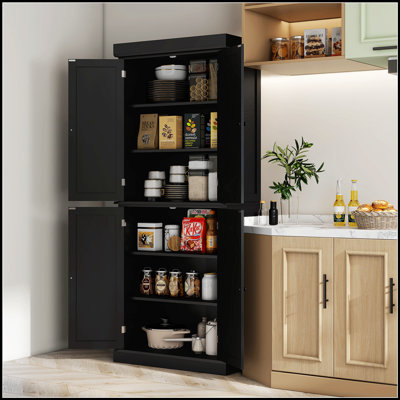 Armoire de rangement autoportante avec 4 portes, offrant amplement d'espace et de commodité d'organisation pour les cuisines modernes