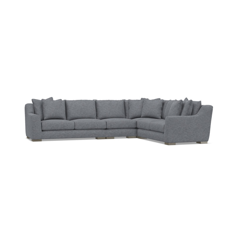 Gabi 5-Piece Fabric Sectional, Gray Polyester Blend, 35" H x  140" W x 110" D, Right Hand Facing
