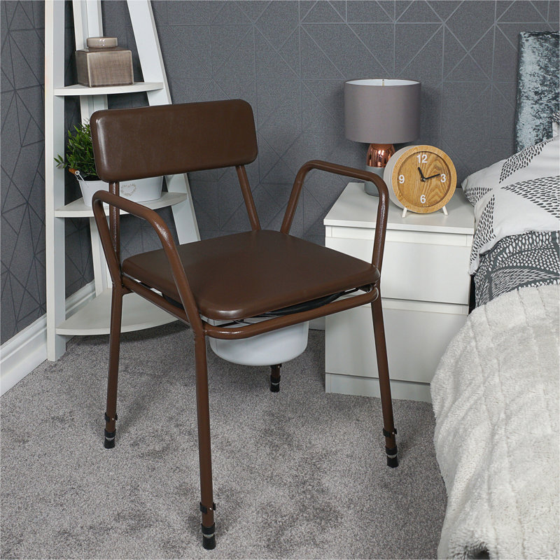  Free Standing Height Adjustable Stacking Commode Chair with Padded Back and Over Seat. Ready Assembled