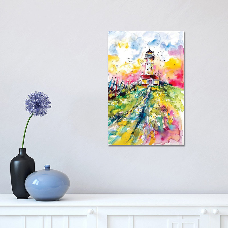 Lighthouse With Birds 1 Piece Wrapped Canvas Painting, 30.48 cm H x 45.72 cm W