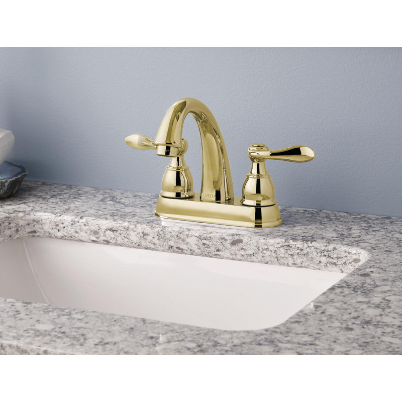 Windemere Centerset Bathroom Faucet with Drain Assembly, 2-handle Bathroom Sink Faucet, Brilliance Polished Brass