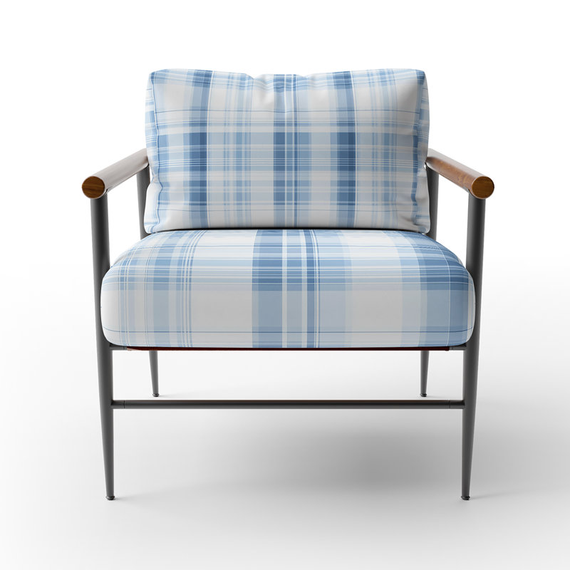 Chaise d'appoint Coastal - Fauteuil bleu, Bras ronds bruns
