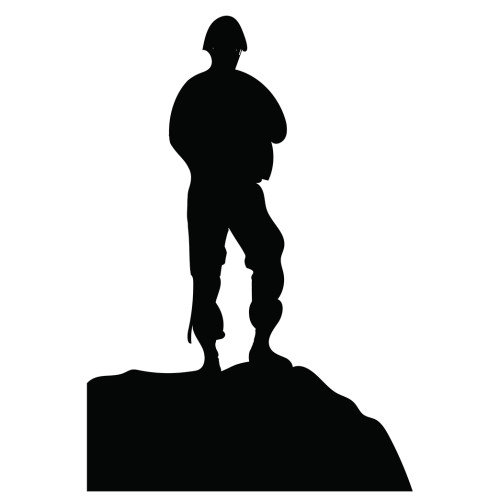 Silhouette de soldat sur rocher SS11150