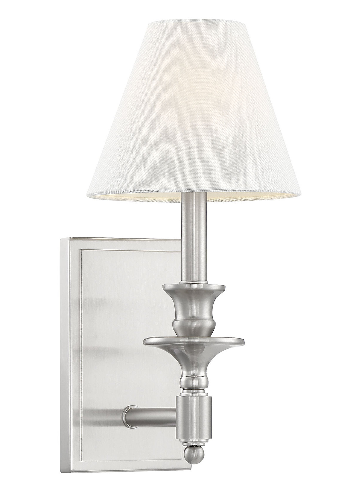 Alarins Single Light Dimmable Armed Sconce, Satin Nickel