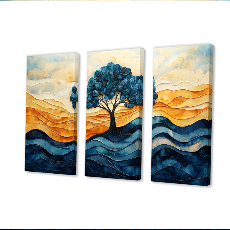 «Blue Desert Survivor Tree of Life», ensemble de reproductions d'art mural arbre de vie, Toile tendue