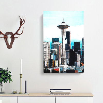 Space Needle In Seattle Washington - Wrapped Canvas Print