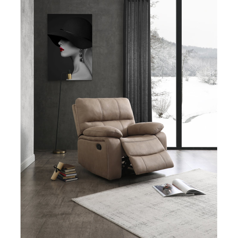 Fleuriane Upholstered Recliner, Taupe Microfabric