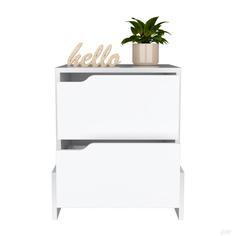 Nightstand, Bedside Table With 2-Drawers, White