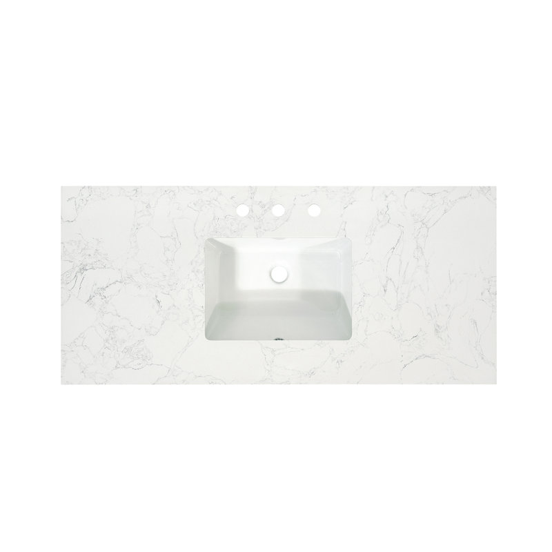 Ceres 49" White Engineered Stone Vanity Top with Sink