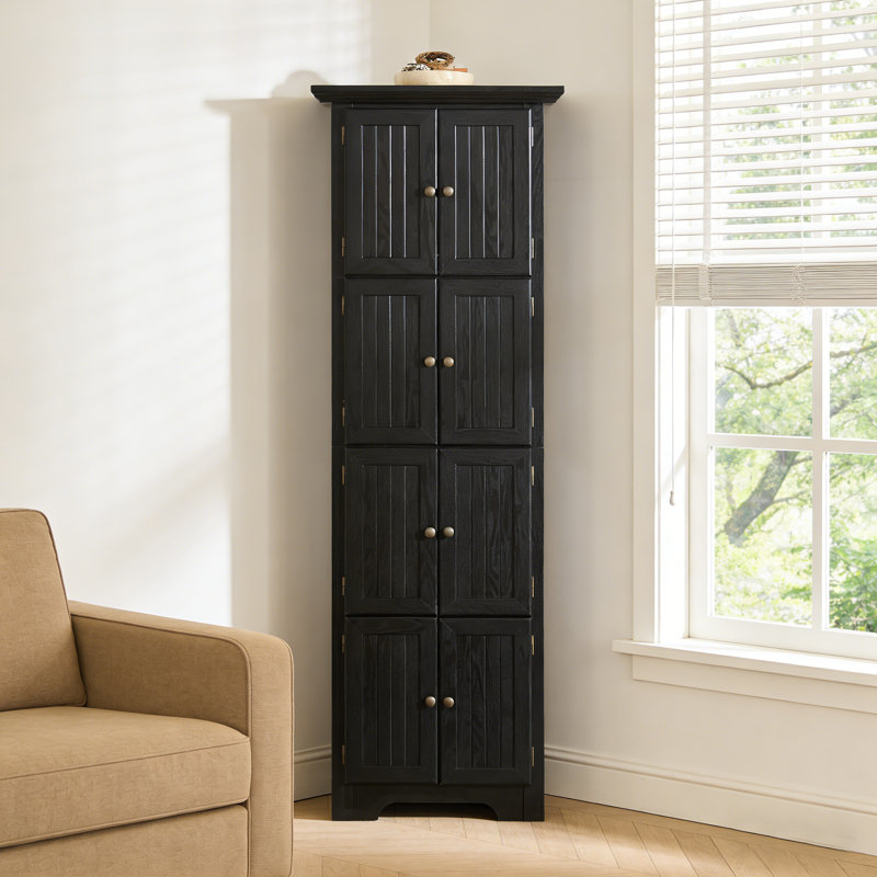 72" Corner Cabinet Kitchen Pantry Storage with 8 Doors, Black