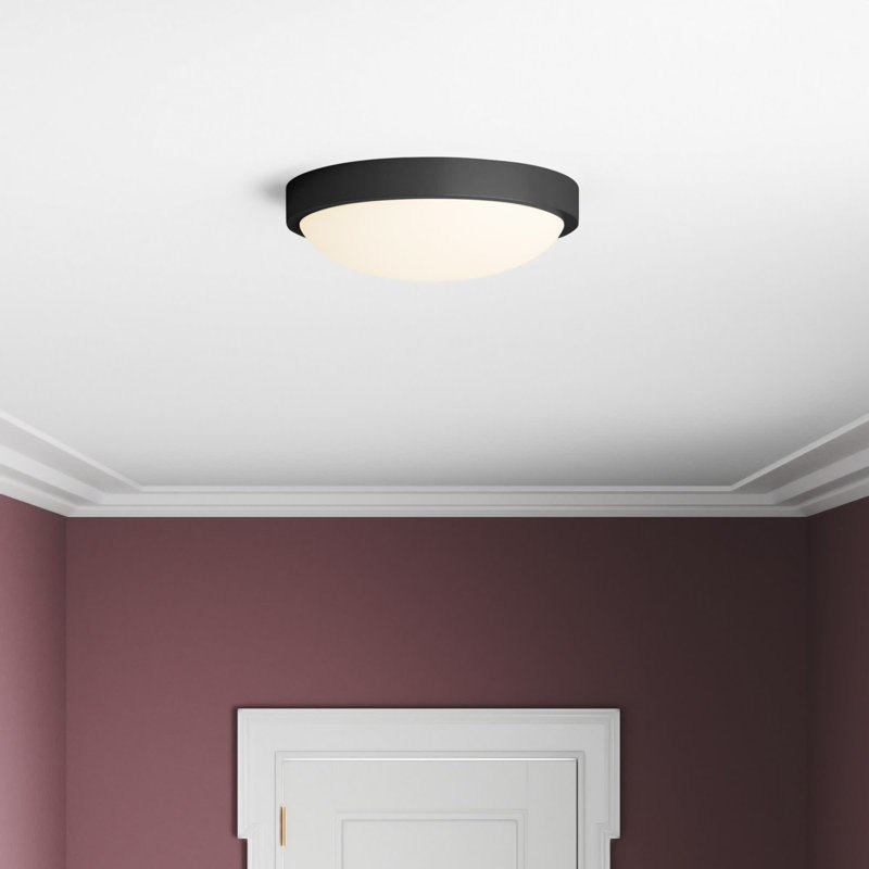Mila Glass LED Flush Mount, Matte Black